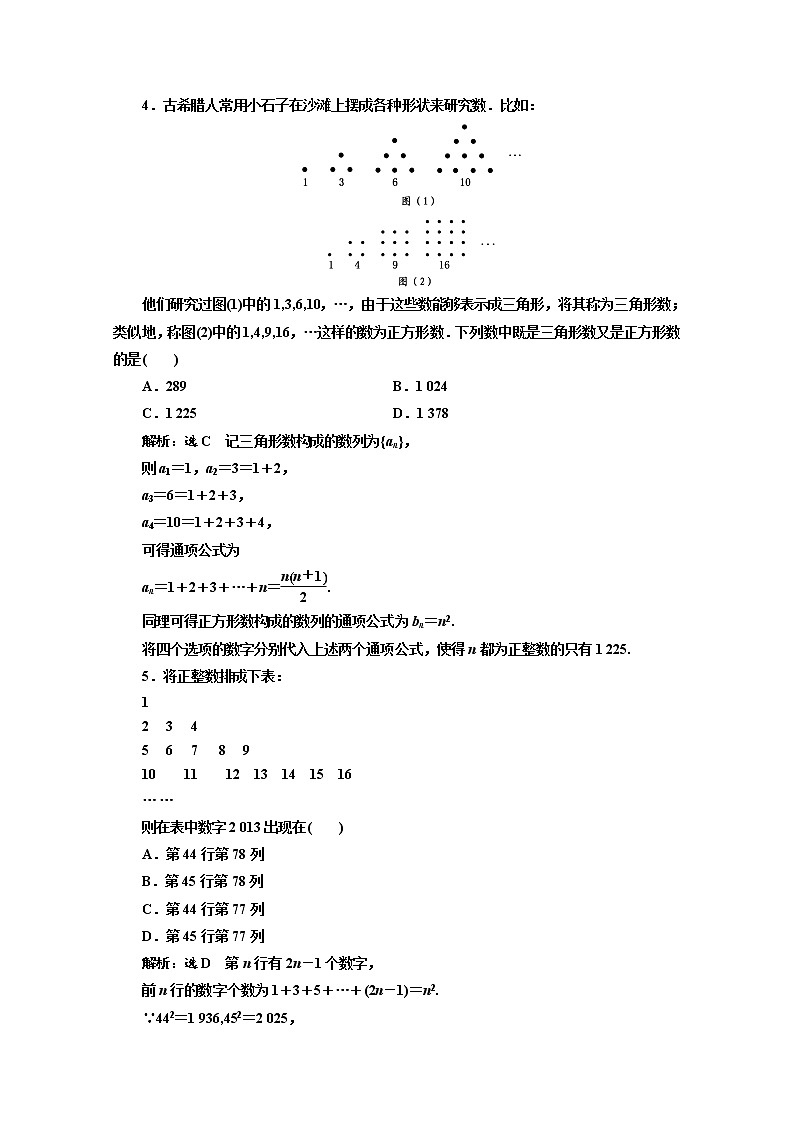高中数学人教A版选修1-2课时跟踪检测（三）　合情推理与演绎推理 Word版含解析02