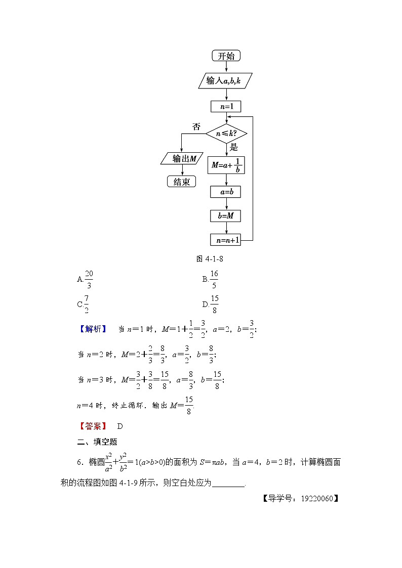 高中数学人教A版选修1-2学业分层测评12 流程图 Word版含解析03
