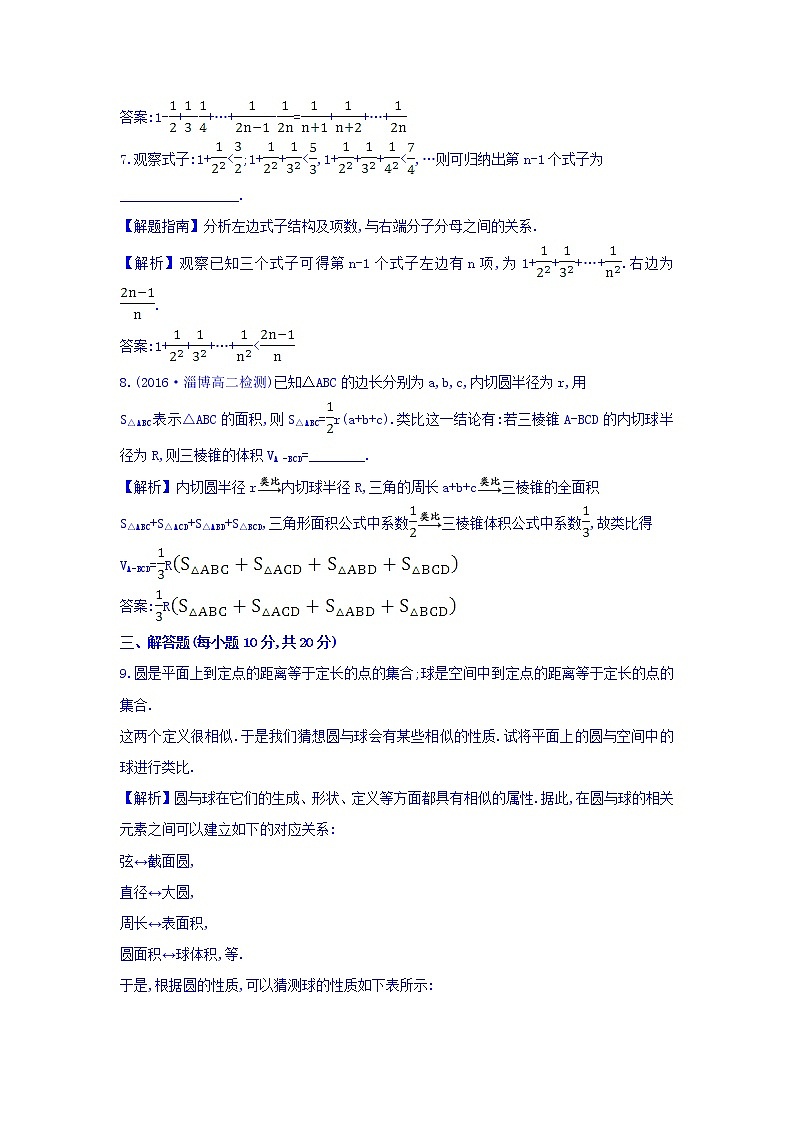 高中数学人教版选修1-2课时提升作业三 2.1.1 合情推理 精讲优练课型 Word版含答案03