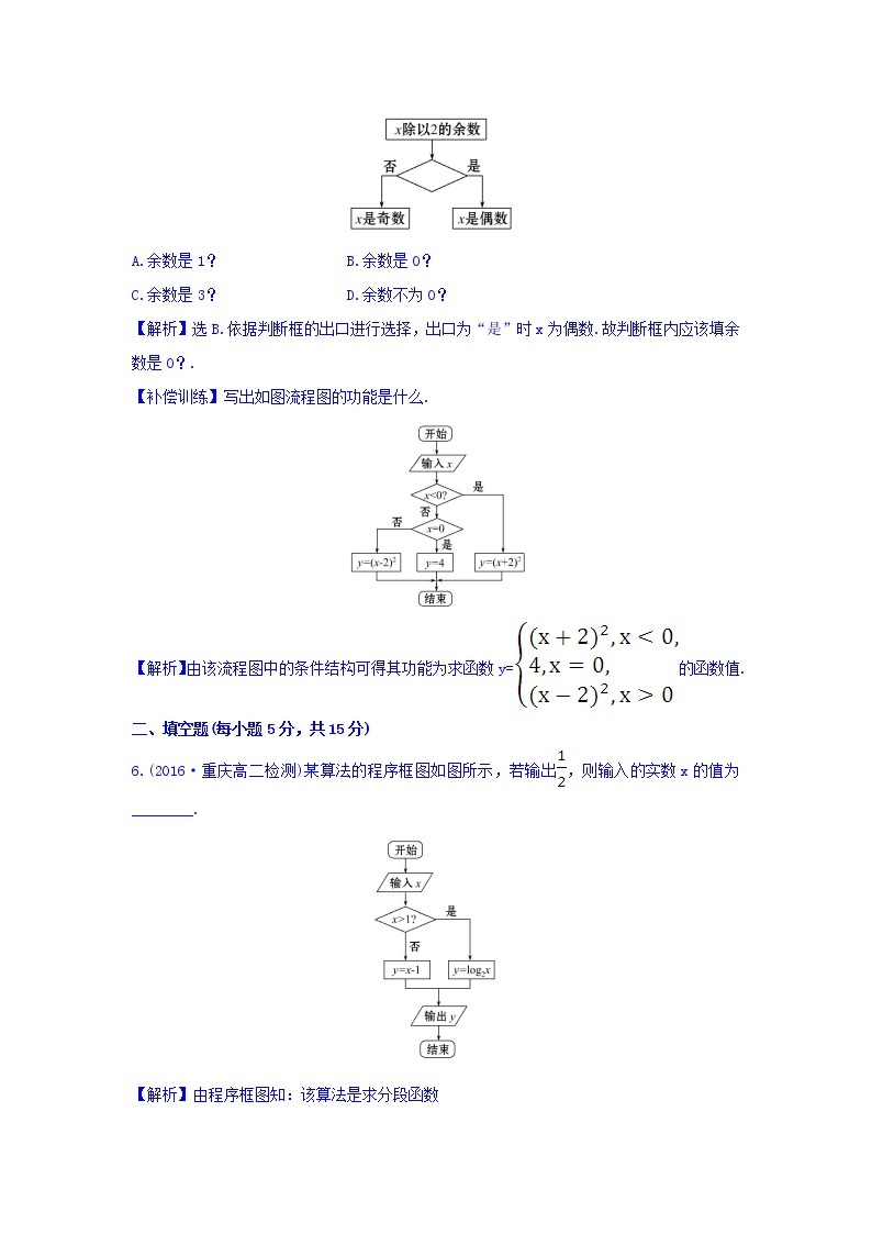 高中数学人教版选修1-2课时提升作业十二 4.1 流程图 Word版含答案 练习03