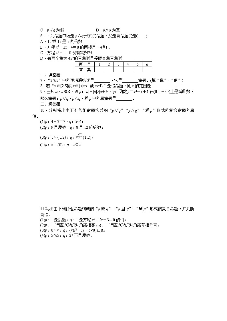 高中数学（人教版A版选修2-1）配套课时作业：第一章　常用逻辑用语 1.3 Word版含答案第2页