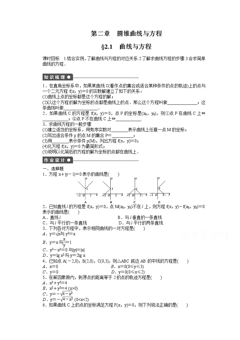 高中数学（人教版A版选修2-1）配套课时作业：第二章　圆锥曲线与方程  2.1 Word版含答案第1页