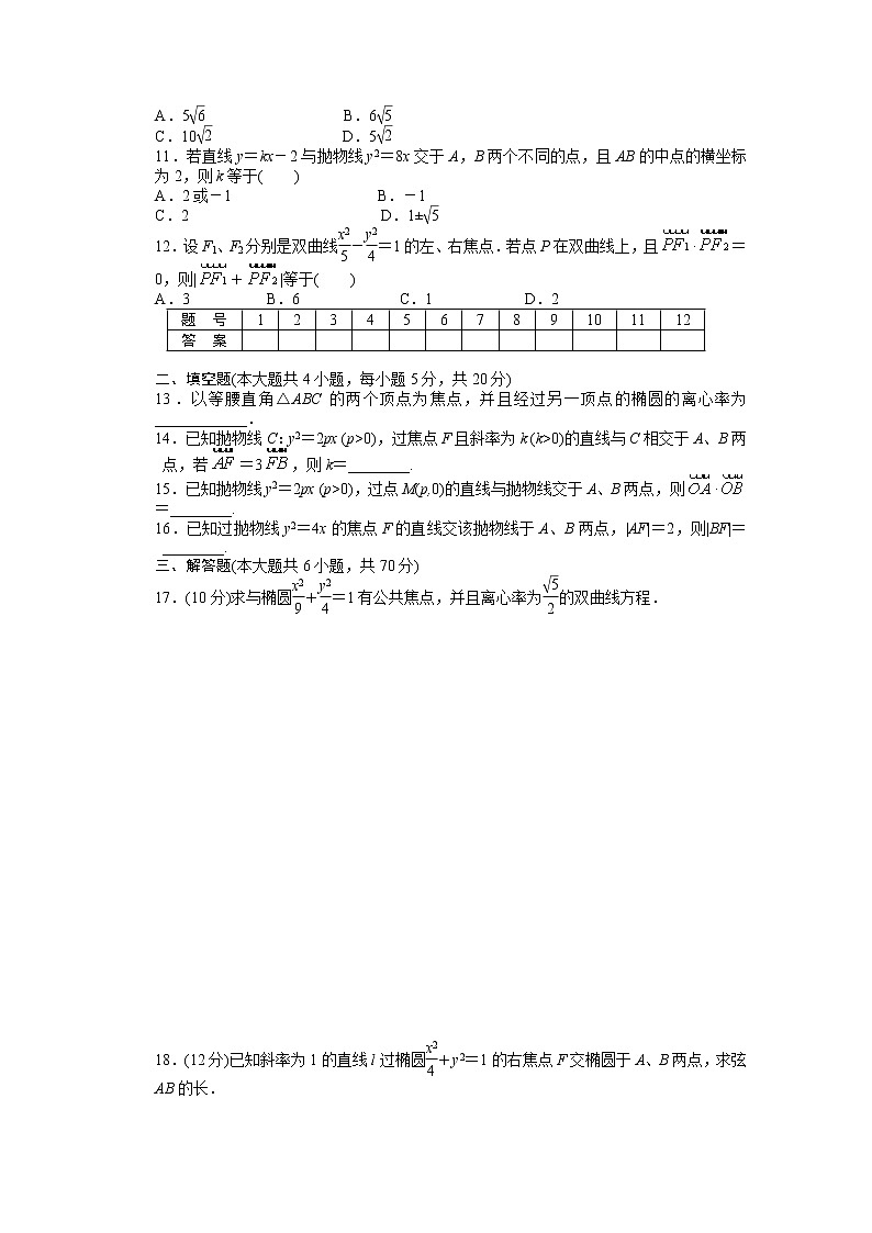 高中数学（人教版A版选修2-1）配套课时作业：第二章　圆锥曲线与方程  单元检测（B卷） Word版含答案02