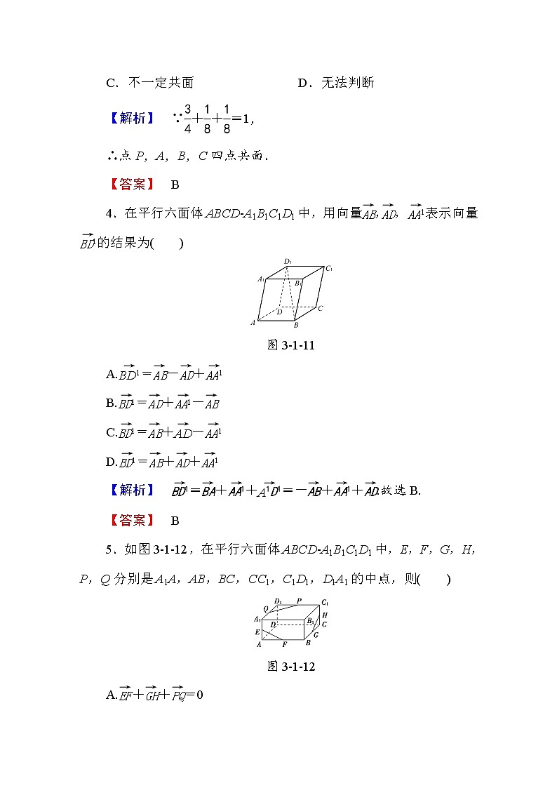 高中数学人教A版选修2-1 第三章 空间向量与立体几何 3.1.1、3.1.2 Word版含答案第2页