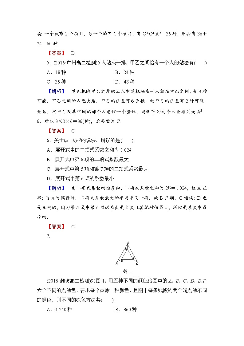 高中数学人教A版选修2-3章末综合测评1 Word版含解析02