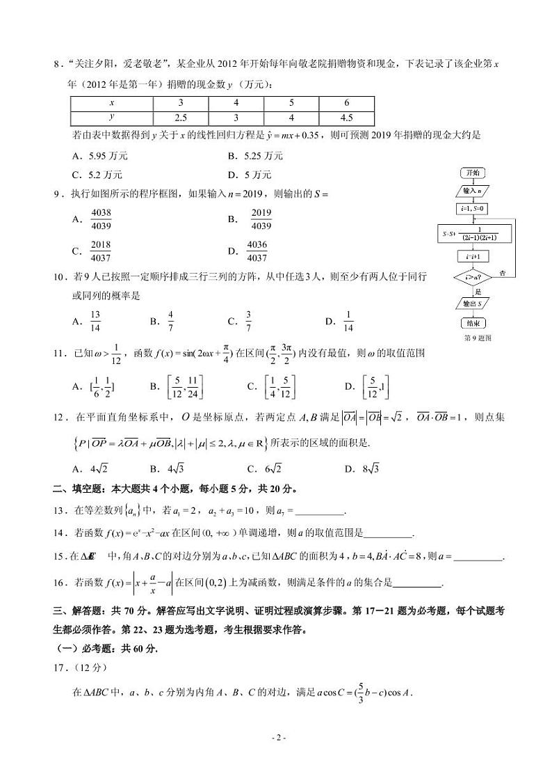 2020届四川省宜宾市高中高三第一次诊断测试数学（理）试题 PDF版02