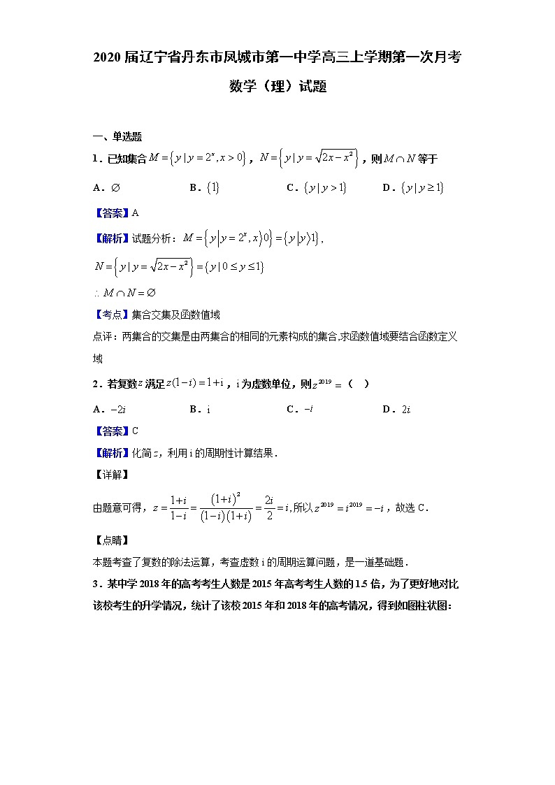 2020届辽宁省丹东市凤城市第一中学高三上学期第一次月考数学（理）试题（解析版）第1页