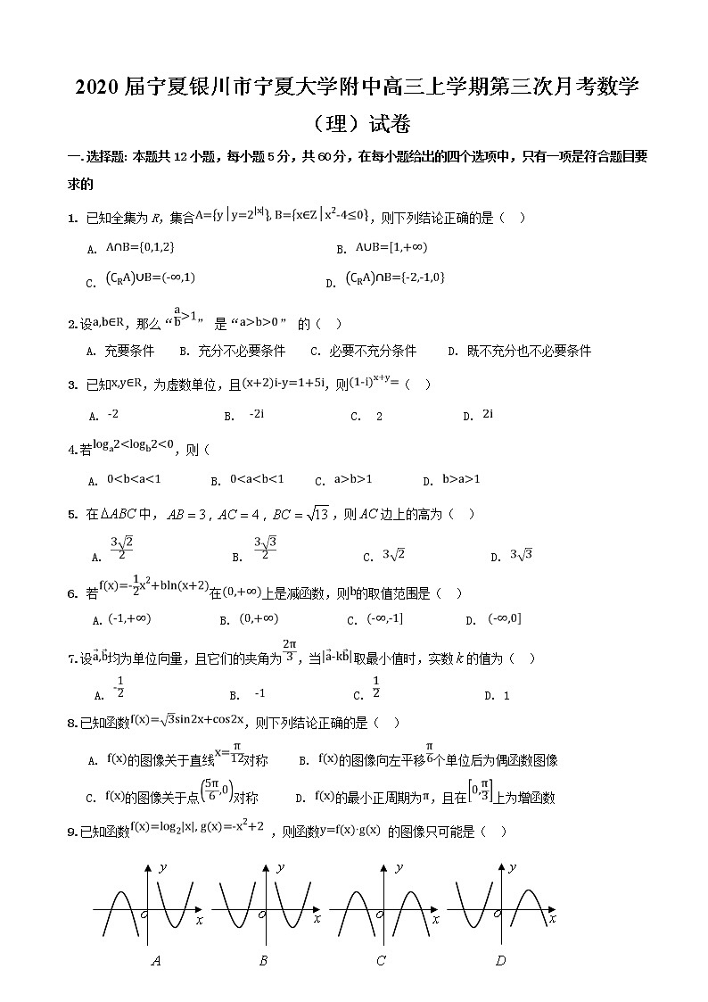 2020届宁夏银川市宁夏大学附中高三上学期第三次月考数学（理）试卷01