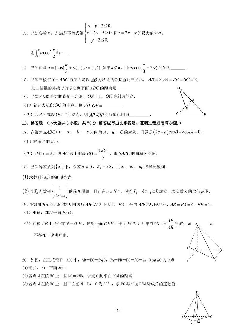 2020届甘肃省武威第六中学高三上学期第五次过关考试数学（理）试题 PDF版03