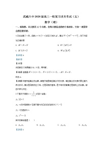 2020届甘肃省武威第六中学高三上学期第五次过关考试数学（理）试题（解析版）