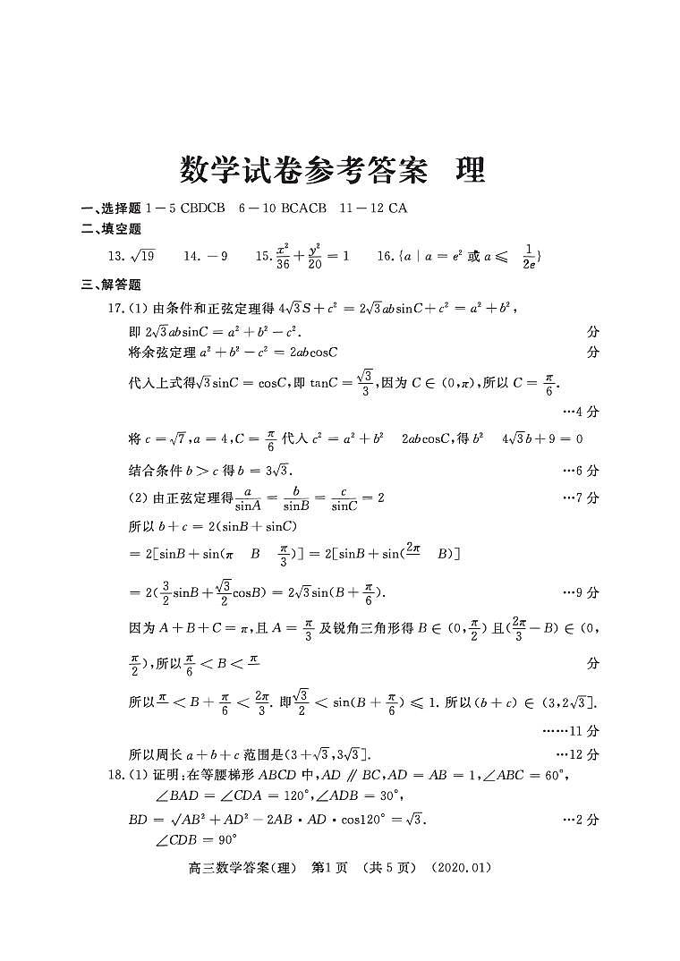 2020届河南省洛阳市高三第一次统一考试数学（理）试卷 PDF版03