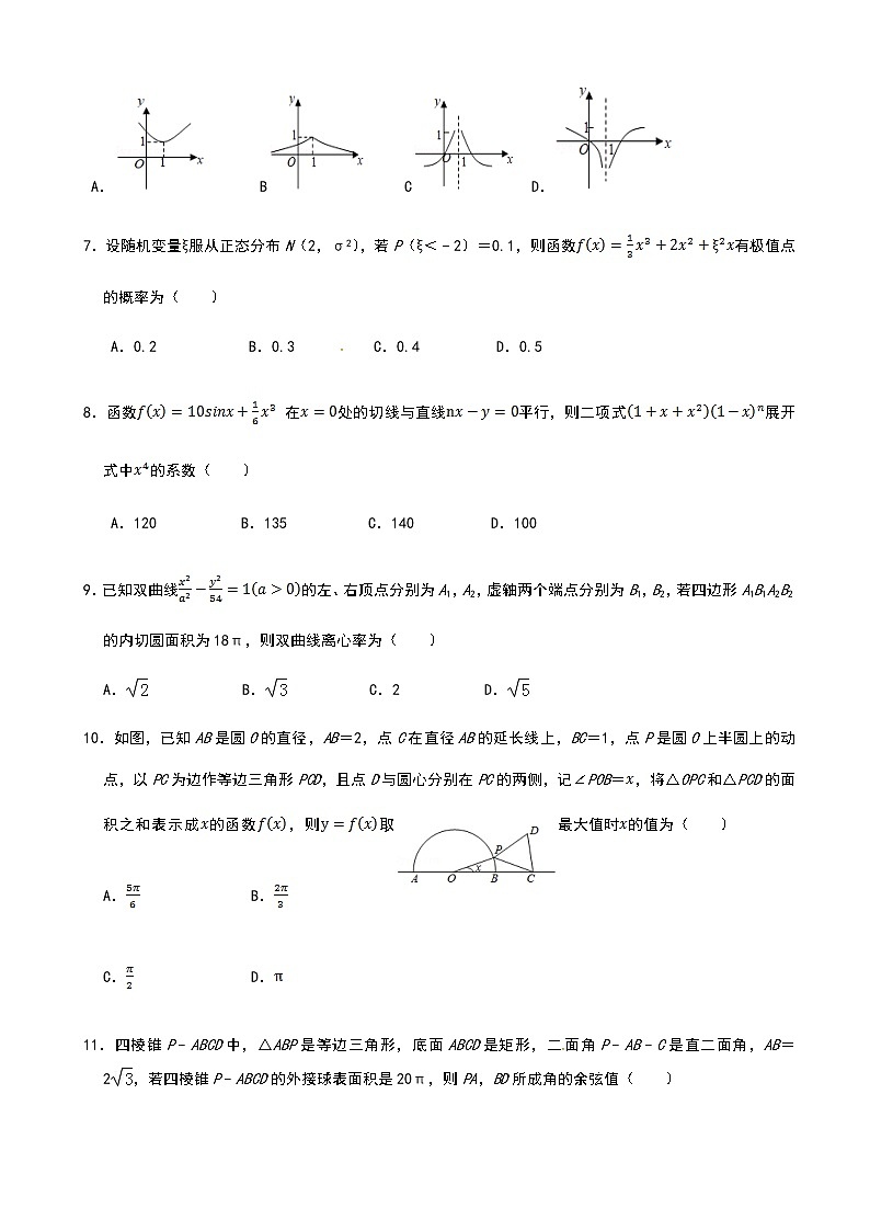 2020届河南省实验中学高三12月月考数学（理）试题02