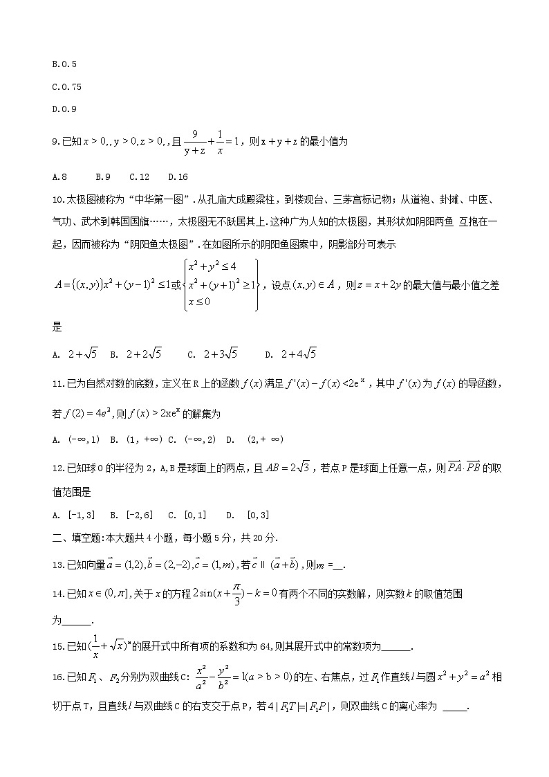 2020届广东省珠海市高三上学期期末考试  数学（理）02