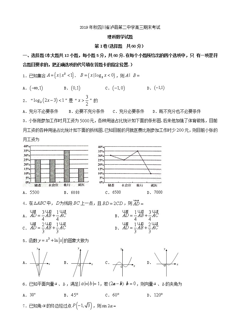 2020届四川省泸县第二中学高三上学期期末考数学（理）试题01