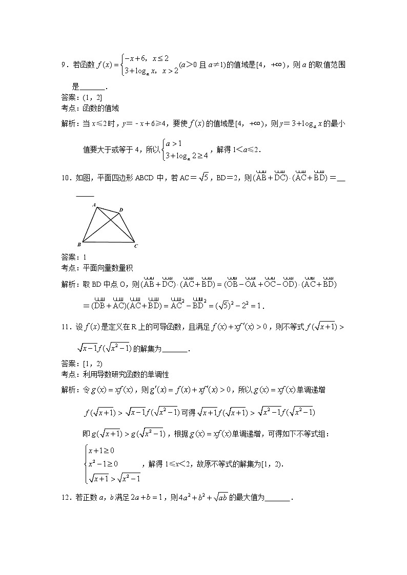 江苏省苏州星海中学2020届高三上学期10月月考数学试题 Word版含解析03