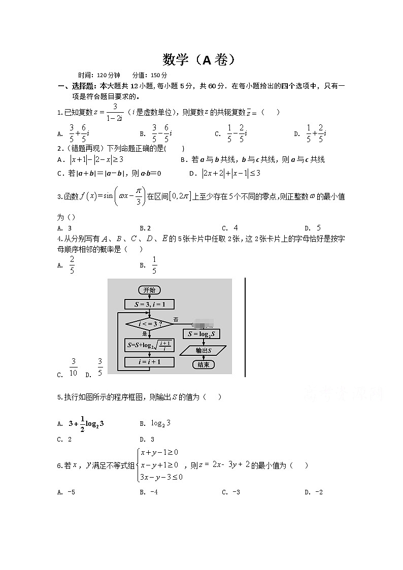 江西省赣州市石城县石城中学2020届高三上学期第15次周考数学（A卷）试卷 Word版含答案第1页