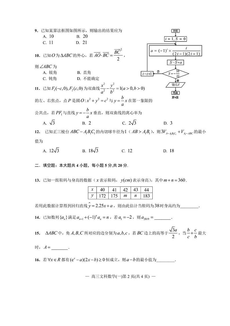 江西省南昌市2020届高三第二轮复习测试卷文科数学（一） PDF版含解析02
