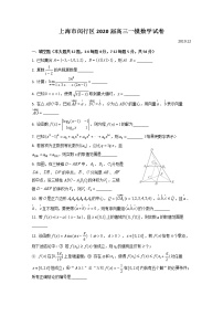 上海市闵行区2020届高三上学期质量调研考试（一模）数学试题 Word版答案不全