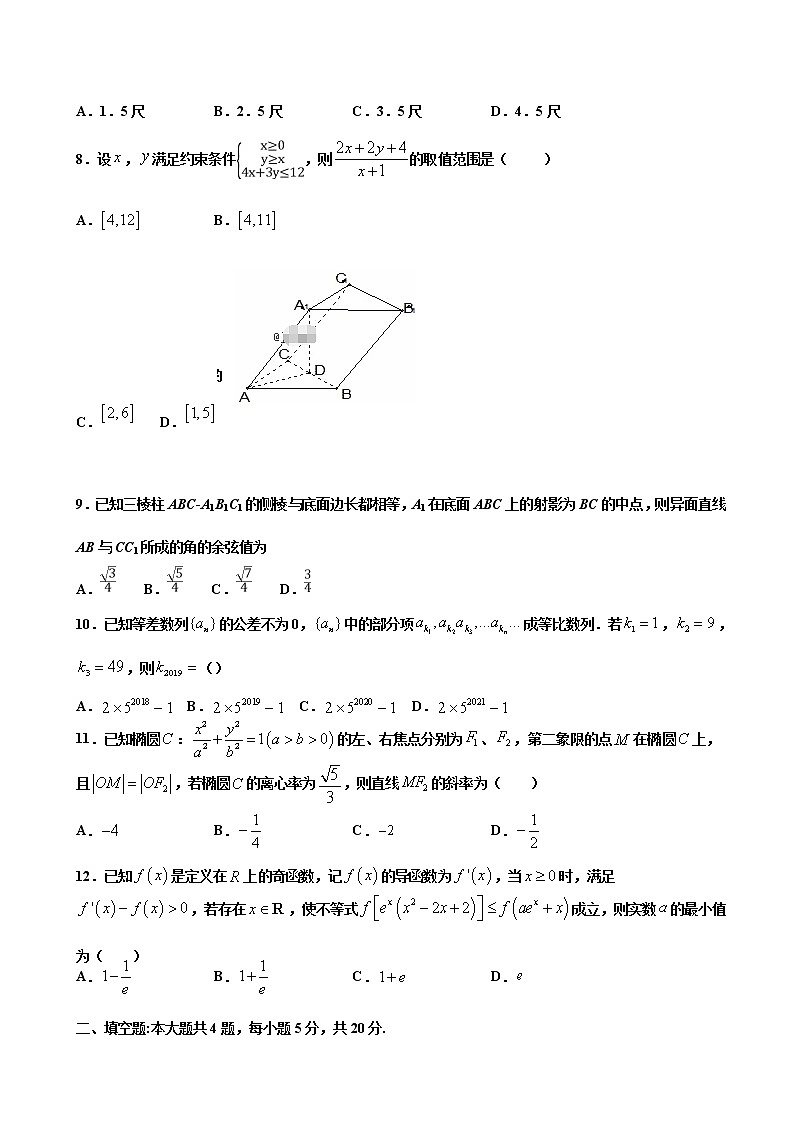 2020届江西省赣州市宁都县高三上学期期末模拟考试数学试卷02