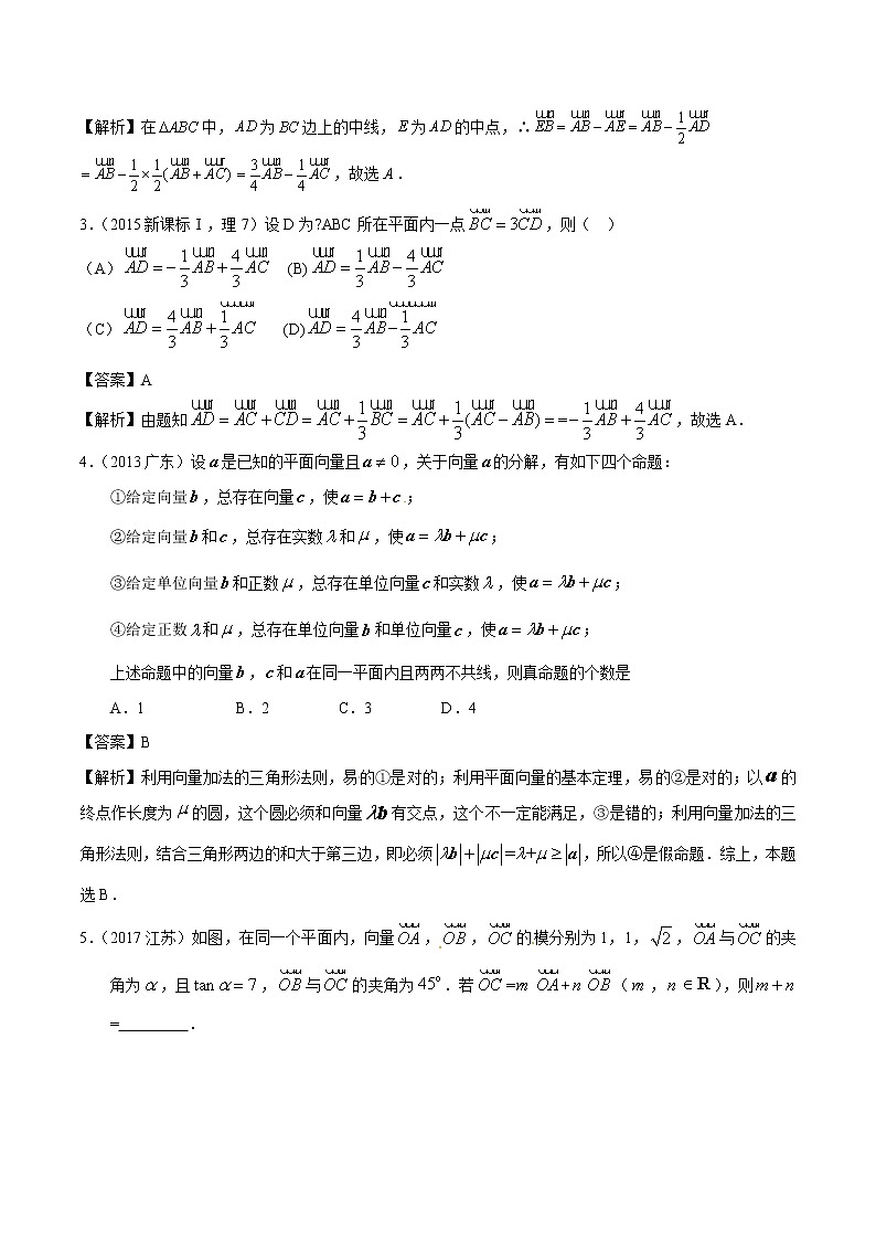 高考数学真题专项练习   专题15 平面向量的概念、线性运算、平面向量基本定理（解析版）第3页