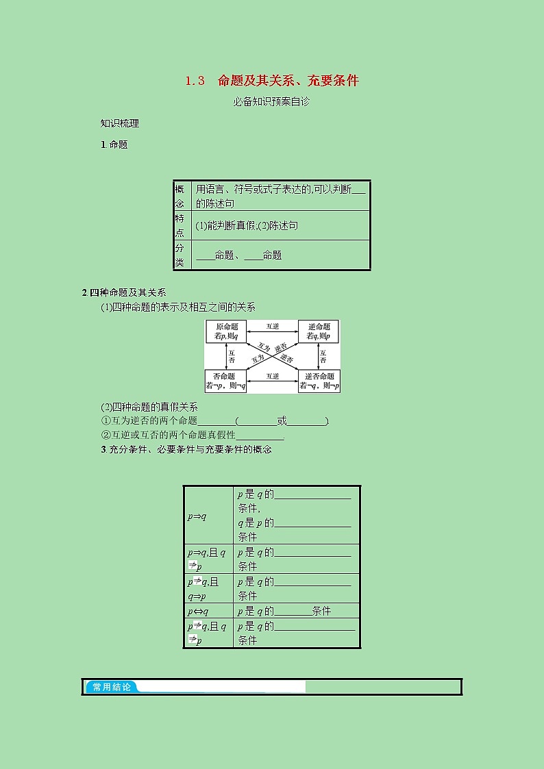 全国统考2022高考数学一轮复习第一章集合与常用逻辑用语学案理含解析打包4套北师大版 学案01