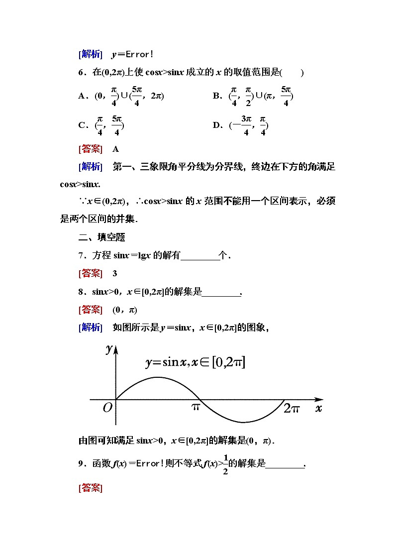 高一数学（人教A版）必修4能力提升：1-4-1 正弦函数、余弦函数的图象 试卷03