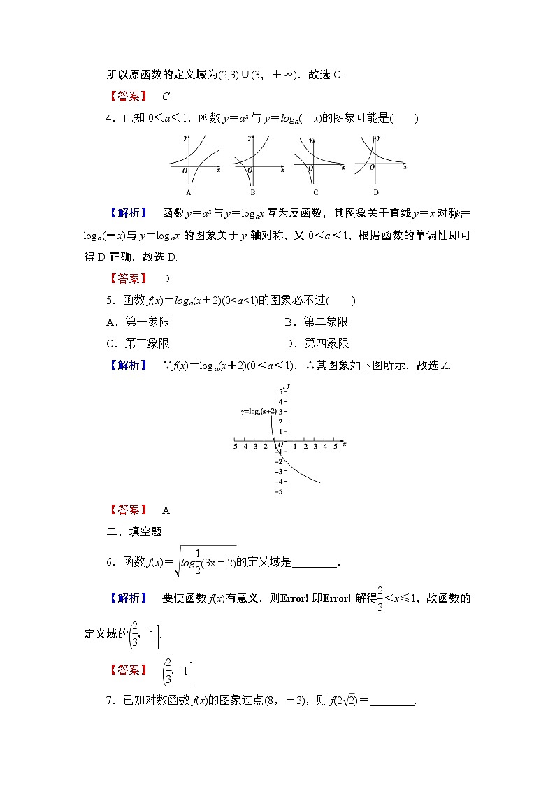 2018版高中数学（人教A版）必修1同步练习题：第2章 2.2.2 第1课时 对数函数的图象及性质02