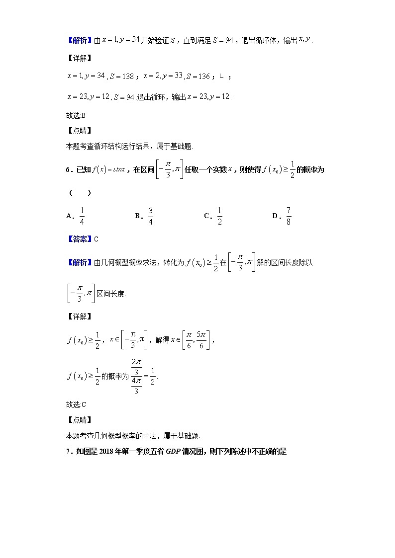 2020届湖南省怀化市高三上学期期末数学（文）试题（解析版）03