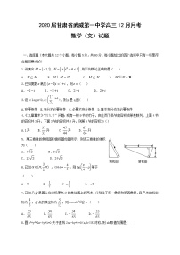 2020届甘肃省武威第一中学高三12月月考数学（文）试题