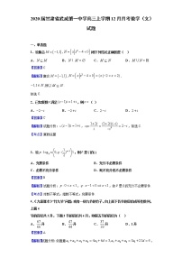 2020届甘肃省武威第一中学高三上学期12月月考数学（文）试题（解析版）