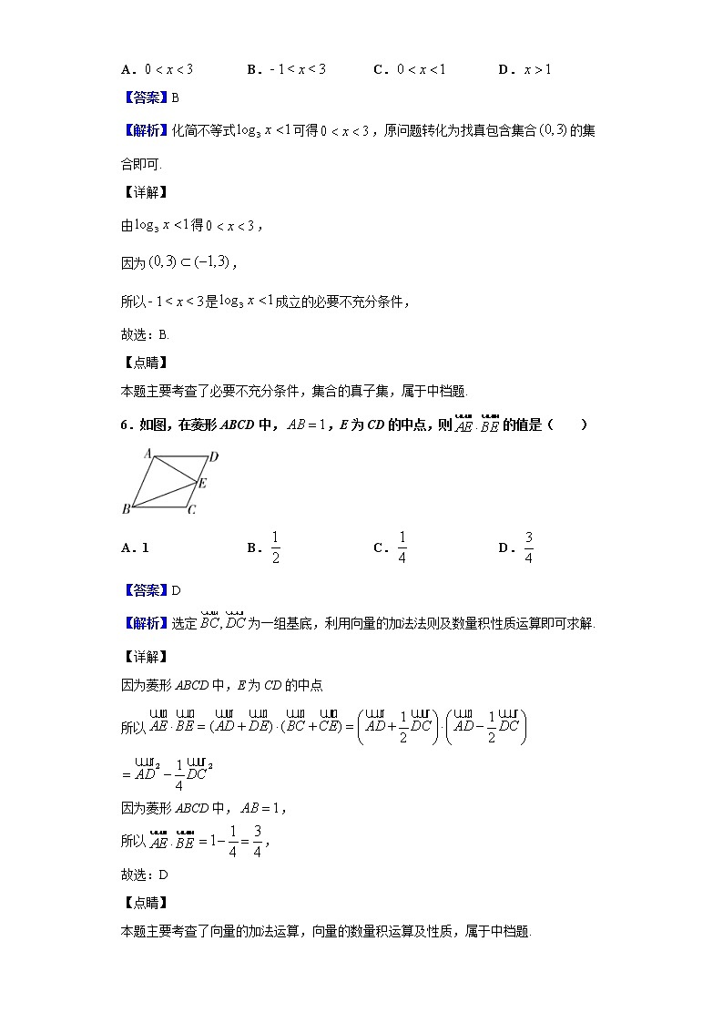 2019届山西省高三一轮复习阶段性测评（三）数学（文）试题（解析版）03