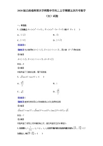 2020届云南省师范大学附属中学高三上学期第五次月考数学（文）试题（解析版）