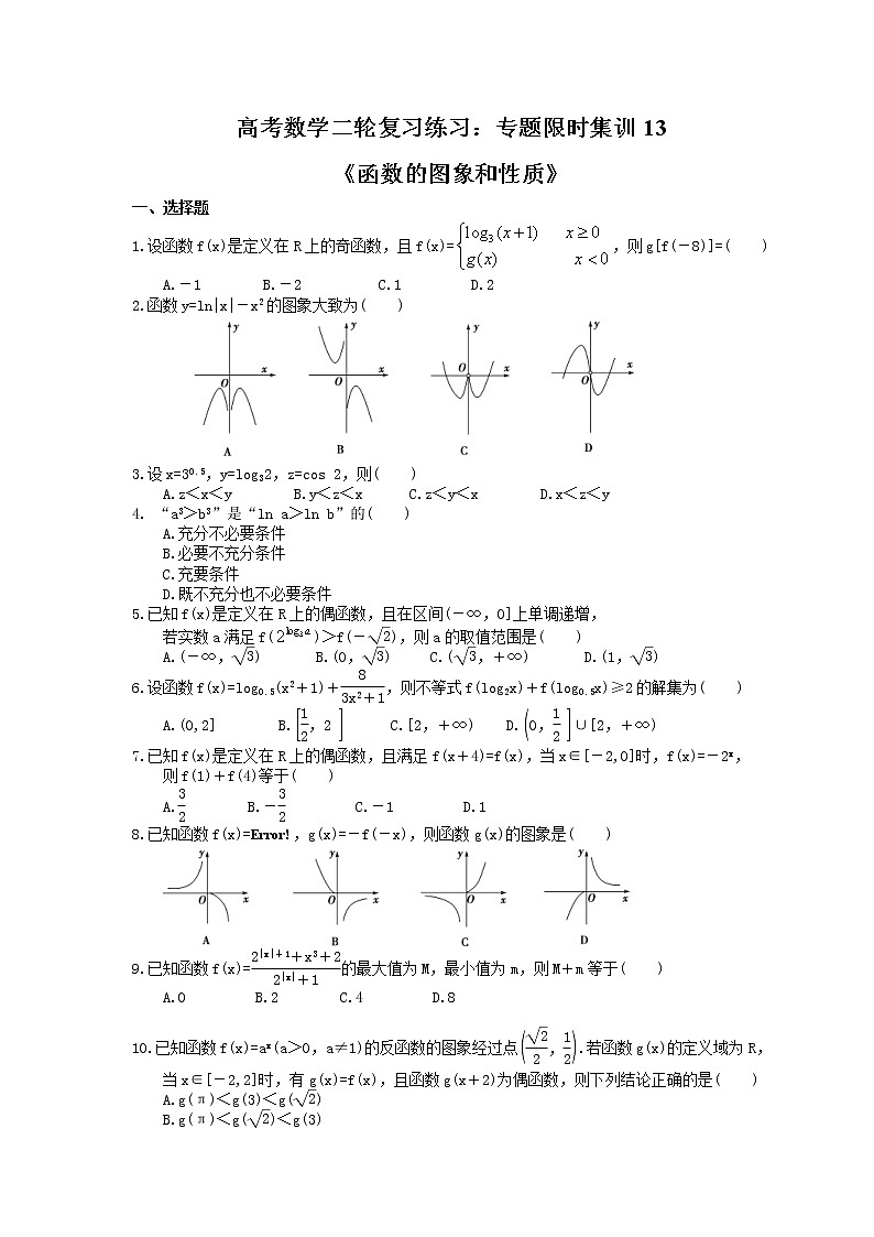 高考数学二轮复习练习：专题限时集训13《函数的图象和性质》（含答案详解）01