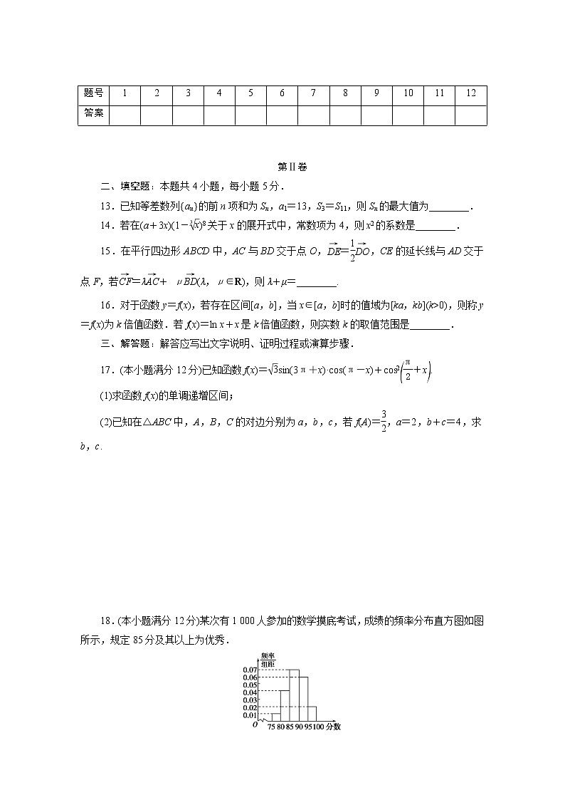 全国统考版2021届高考数学二轮复习验收仿真模拟卷二理含解析03