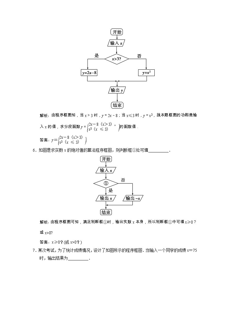 【新人教A版】必修3高中数学第一章算法初步1.1.2第2课时条件结构课时跟踪训练（含解析）03