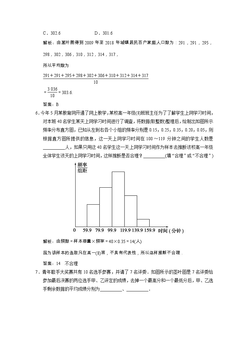 【新人教A版】必修3高中数学第二章统计2.2.1用样本的频率分布估计总体分布课时跟踪训练（含解析）03