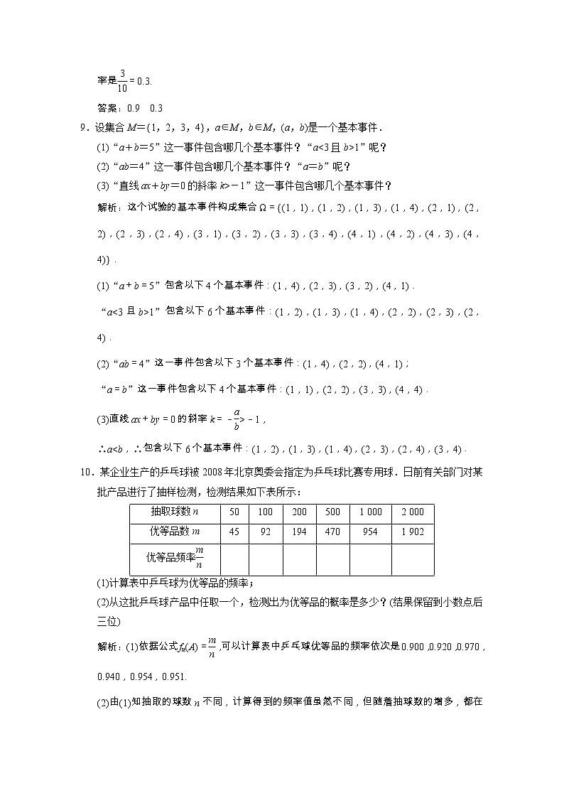 【新人教A版】必修3高中数学第三章概率3.1.1随机事件的概率课时跟踪训练（含解析）03