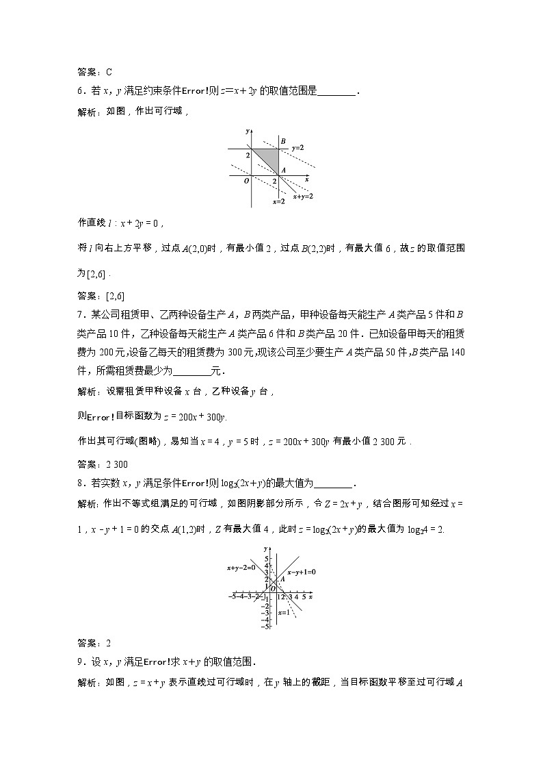 【新人教A版】必修5 高中数学第三章不等式3.3.2简单的线性规划问题课时跟踪训练（含解析）03