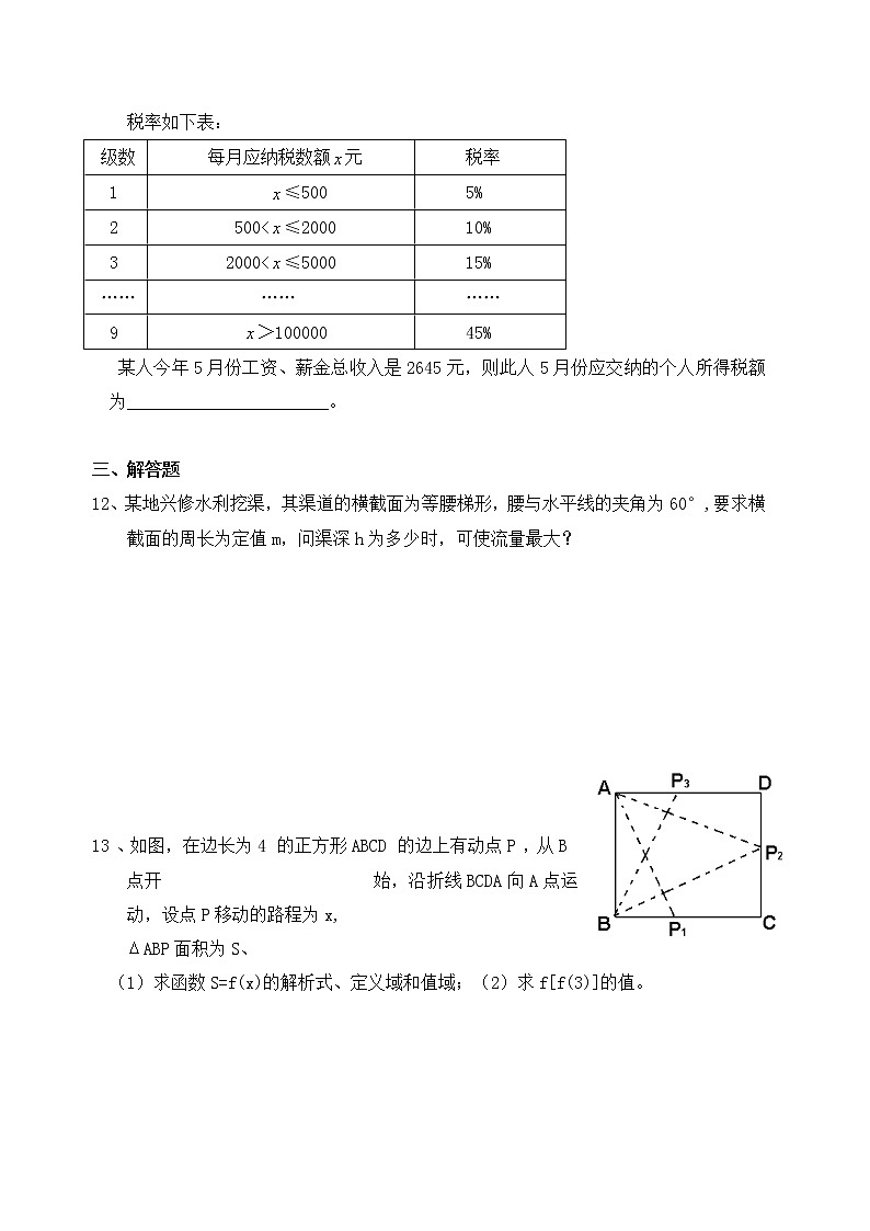 高中数学 3.2.1几类不同增长的函数模型同步练习  新人教A版必修103