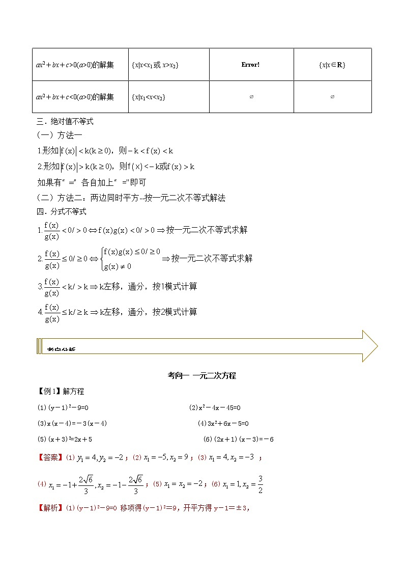 2021年高考艺术生数学基础复习 考点01 方程与不等式的解法（教师版含解析）第2页