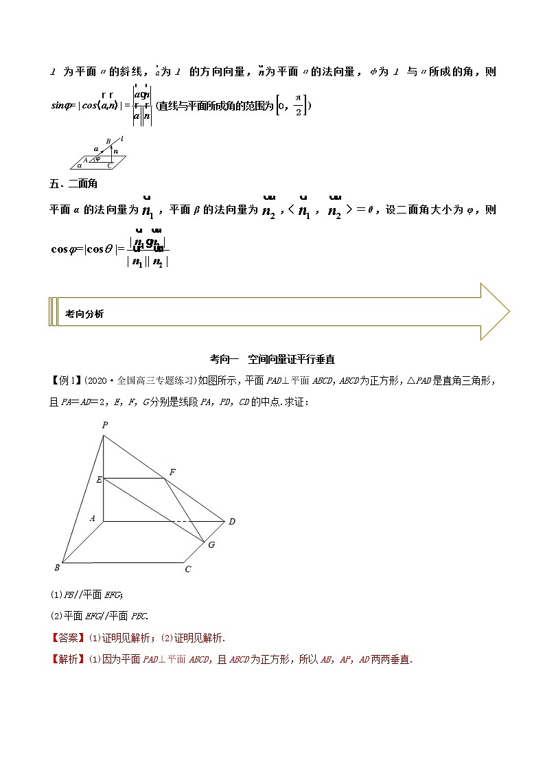 2021年高考艺术生数学基础复习 考点26 空间向量在空间几何中的运用（教师版含解析）第2页