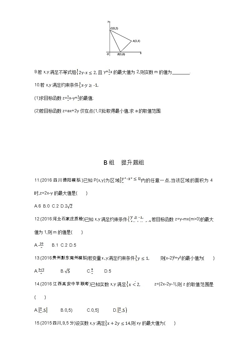 2021届高三数学（文）一轮复习夯基提能作业本：第七章 不等式 第三节 二元一次不等式（组）及简单的线性规划问题 Word版含解析第2页