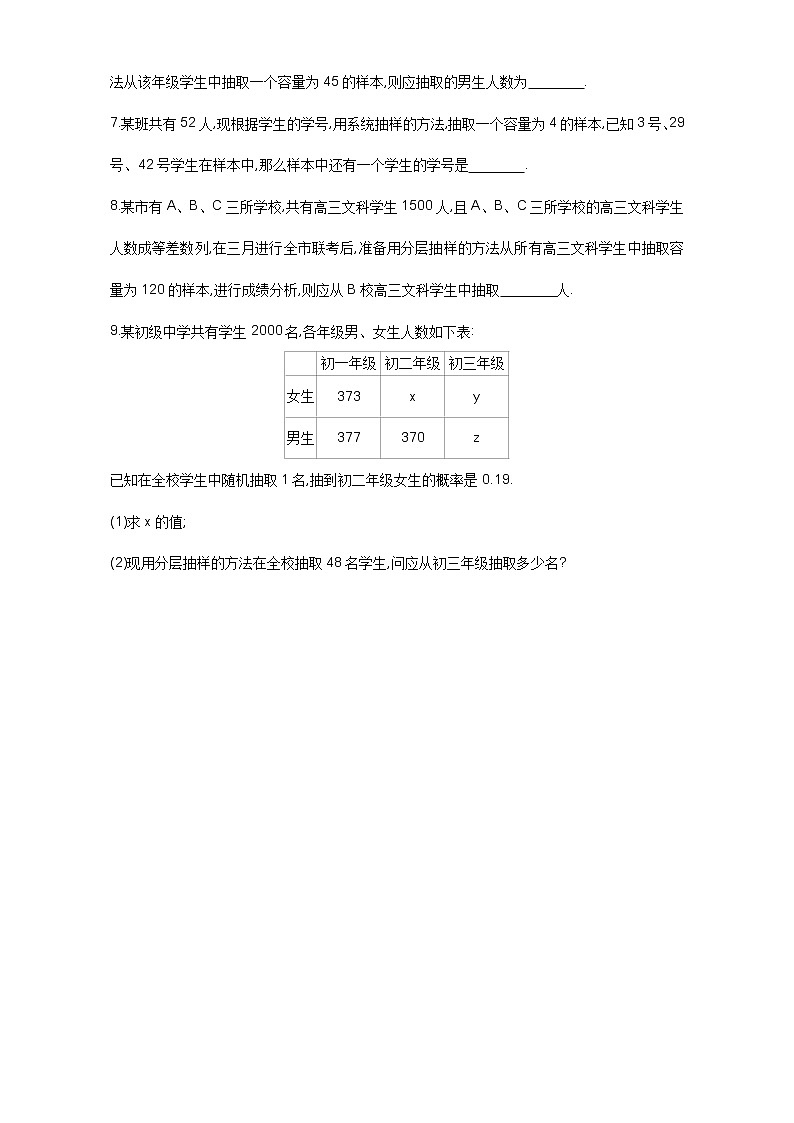 2021届高三数学（文）一轮复习夯基提能作业本：第十章 概率与统计第三节 随机抽样 Word版含解析第2页