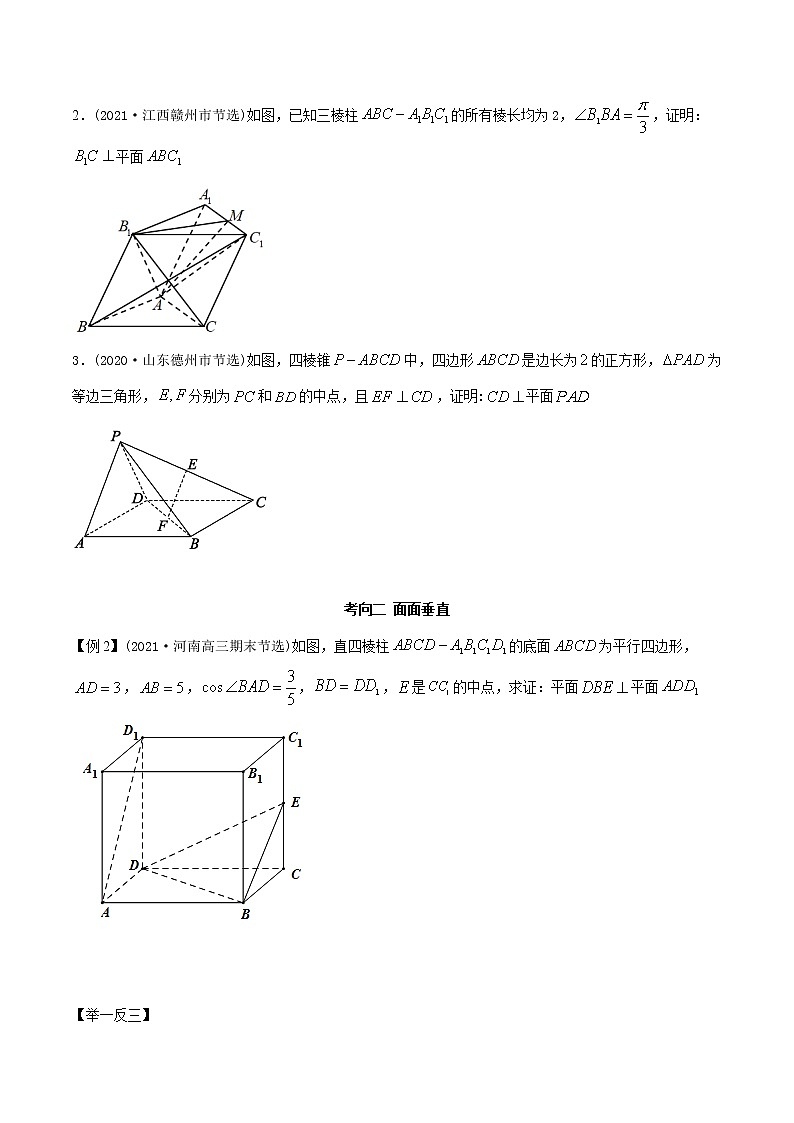 2021年高考艺术生数学基础复习 考点24 空间几何中的垂直（学生版）第3页