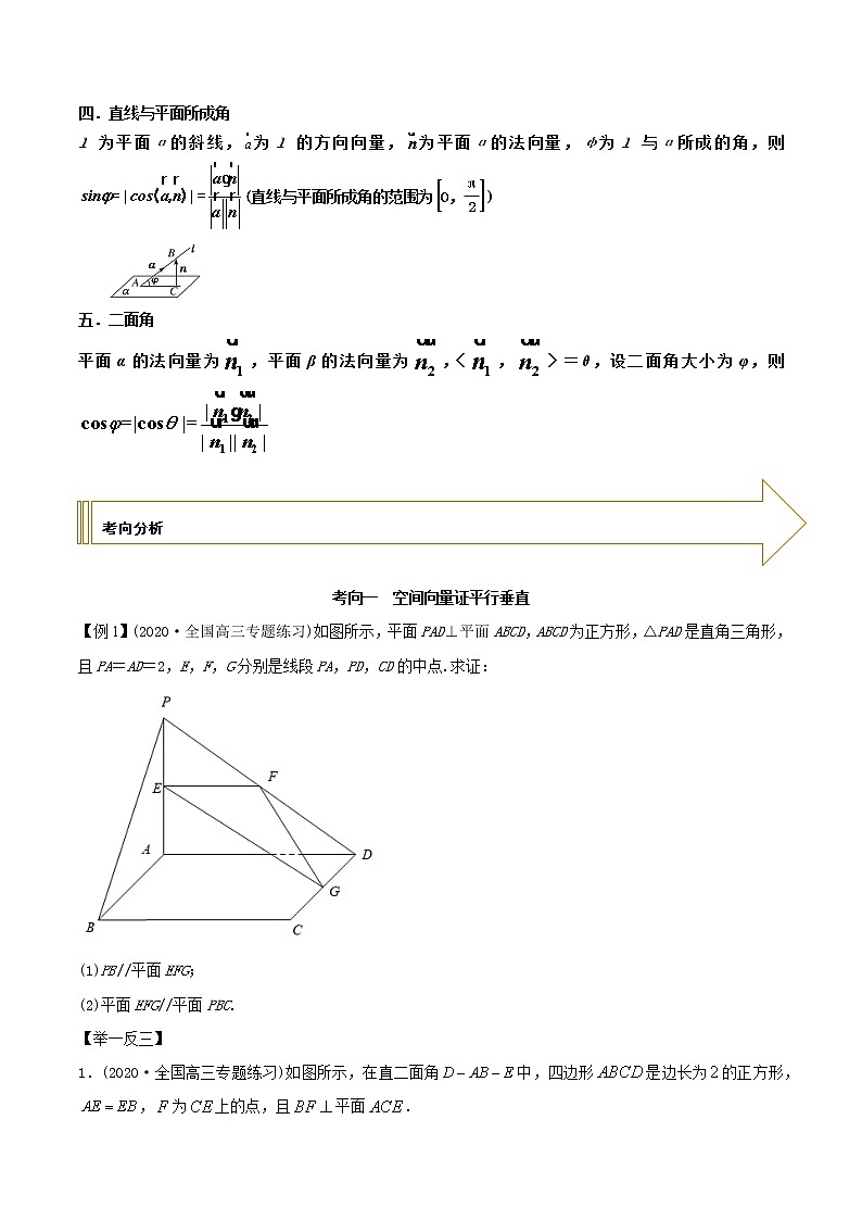 2021年高考艺术生数学基础复习 考点26 空间向量在空间几何中的运用（学生版）第2页