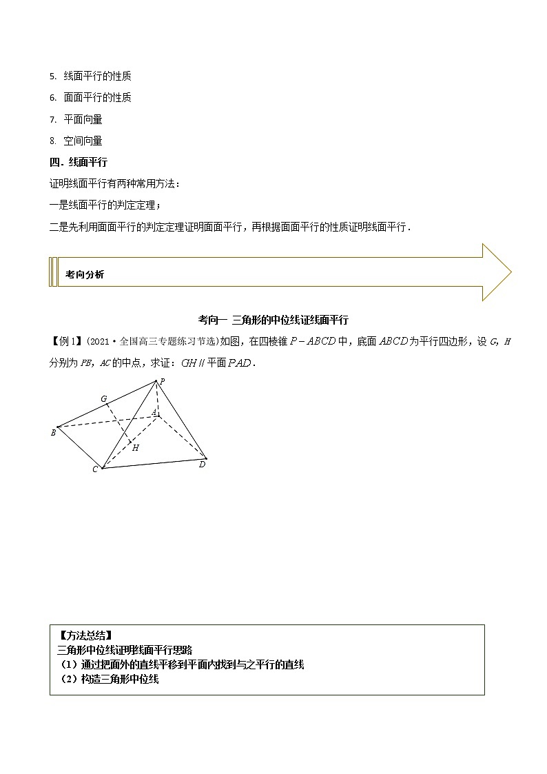 2021年高考艺术生数学基础复习 考点23 空间几何中的平行（学生版）第2页