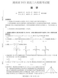 2021届湖南省六校高三4月联考数学试题（师大附中本校版，pdf版）