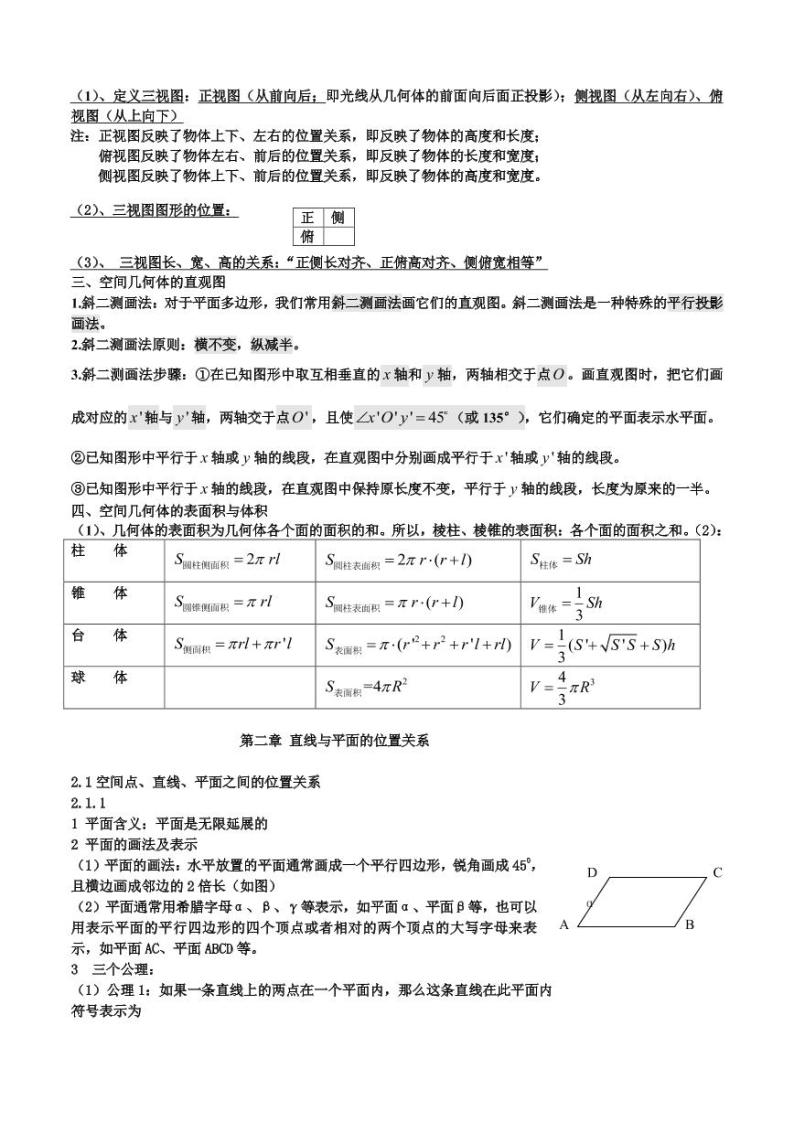 高中数学必修2知识点清单02