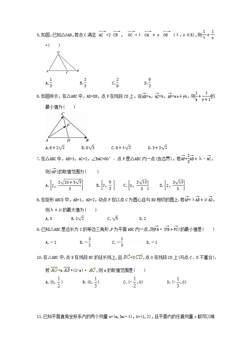 2021年高考数学一轮复习《平面向量取值范围问题》精选练习(含答案详解)02