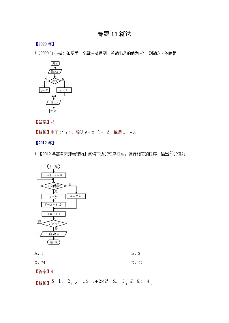 五年高考（2016-2020）高考数学（理）真题分项详解——专题11算法01